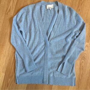 XS sky blue cashmere cardigan hidden buttons side slit business casual preppy